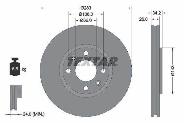 TEXTAR DISK PRED. P-207/307 C3/4/5 92111603 – Šema otvora/broj rupa 04/06