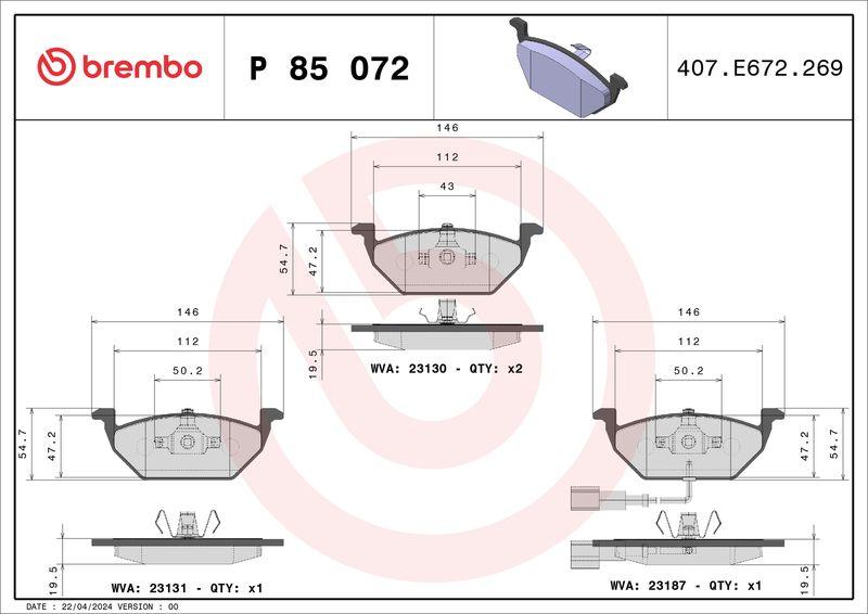 BREMBO DISK PLOČICE PRED. P85072 – Kočioni sistem Teves