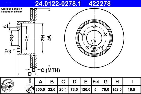 ATE DISK PREDNjI BMW 300mm 422278 – Znak za izvrš. proveru E1 90R-02C0115/0298