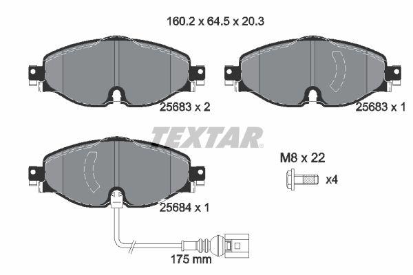 TEXTAR DISK PLOČICE PREDNjE VW /AUDI 2568301 – WVA-broj 25683