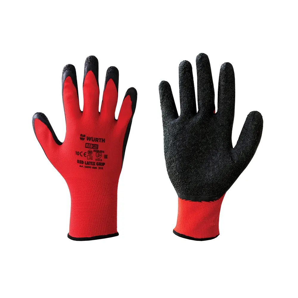 WURTH ZAŠTIT. RUKAV.RED LATEX GRIP vel.10 W0899408210 – Osnova rukavica Poliester