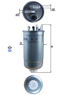 MAHLE FILTER GORIVA (sa slavinom; 2 izlaza) KL147D – Ø 80,0 mm