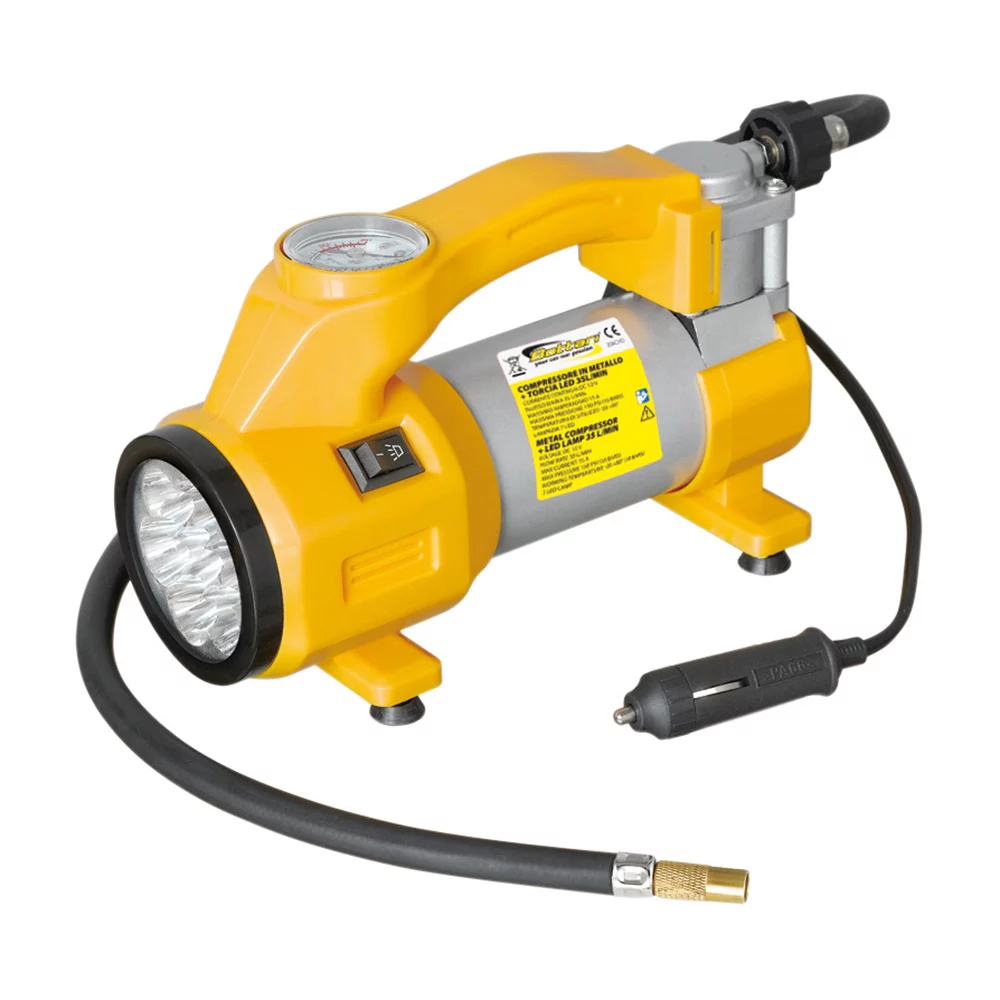 BOTTARI KOMPRESOR (sa manometrom) + LED LAMPA 24063-BT – Dimenzije L 370 x W 208 x H 118 mm